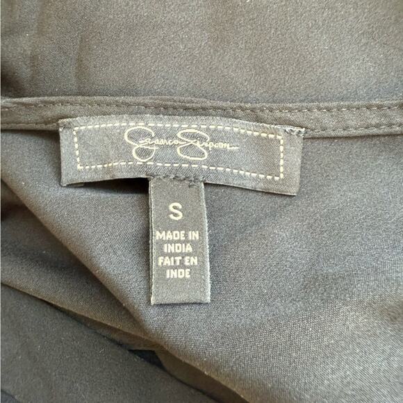 JESSICA SIMPSON BLACK BACKLESS BLOUSE HIGH LOW BUTTON DOWN SMALL - Picture 6 of 7